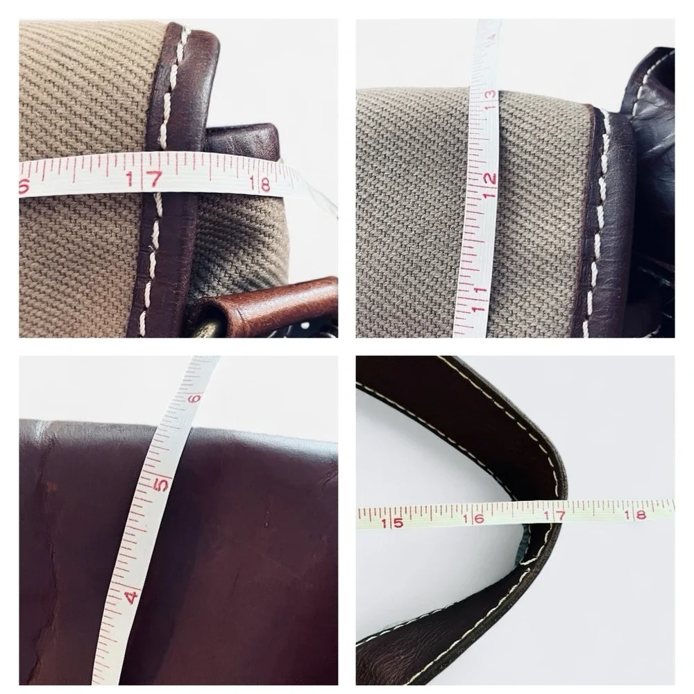 Lanidor‎ Portugal Brown Buffalo Leather Canvas Messenger Bag Satchel Crossbody